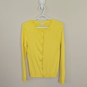 GAP Silk And Cotton Blend Yellow Knit Cardigan Sweater